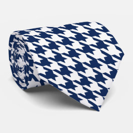 Corbata Azules marinos blancos Pied de Poule Houndstooth