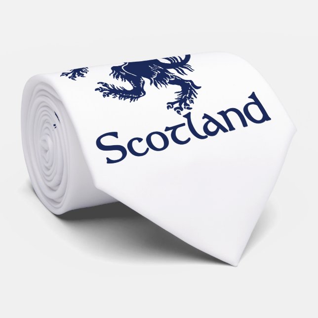 Corbata Azules marinos desenfrenados escoceses del león (Enrollado)