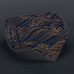 Corbata Azules marinos y oro japoneses Brown del modelo de<br><div class="desc">El modelo de ondas japonés azul marino y el oro está en la esta corbata de los hombres. Moda con todo tradicional modernos. VEA LA IMPRESIÓN DE DOBLE CARA AQUÍ:</div>