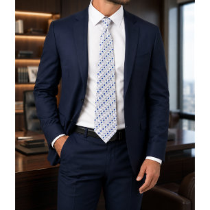Corbata Azulevia Azul y Blanco Patrón Geométrico