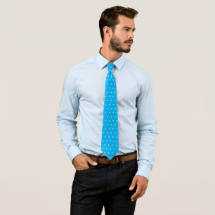 Corbata Azure Blue White Polka Dots