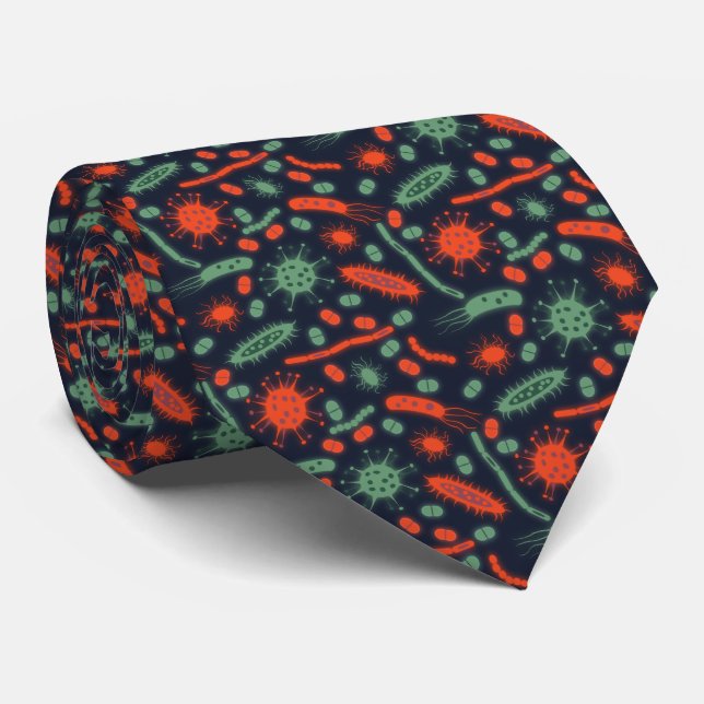 Corbata Bacteria Brillante Microorganismo verde rojo (Enrollado)