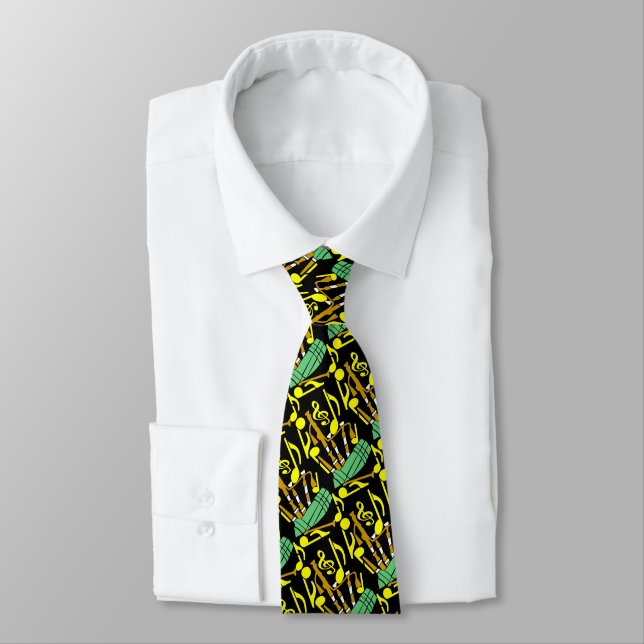 Corbata Bagpipes Yellow Music Notes (Atado)