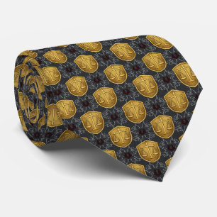 Corbata Balanza de la Justicia Azul Marino y Dorado