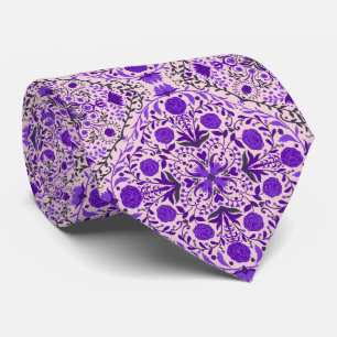 Corbata Baldosas florales en rosa violeta y algodón