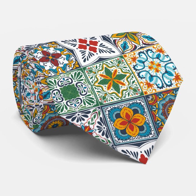 Corbata Baldosas inspiradas por Talavera (Enrollado)