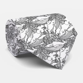 Corbata Ballena jorobada blanca y negra
