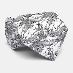 Corbata Ballena jorobada blanca y negra
