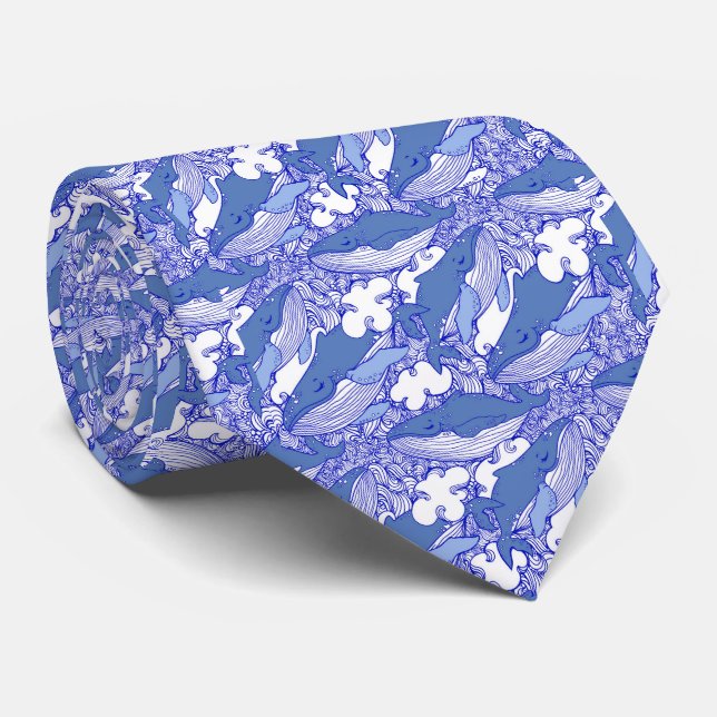 Corbata Ballena monocromática azul (Enrollado)