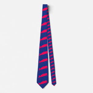 Corbata ballenas rojas en lazo azul marino