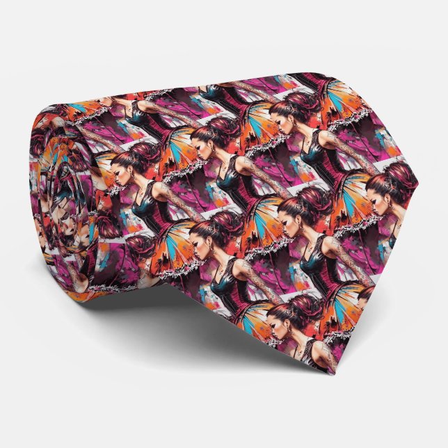 Corbata Ballerina Splash Retro Art Neck Tie (Enrollado)