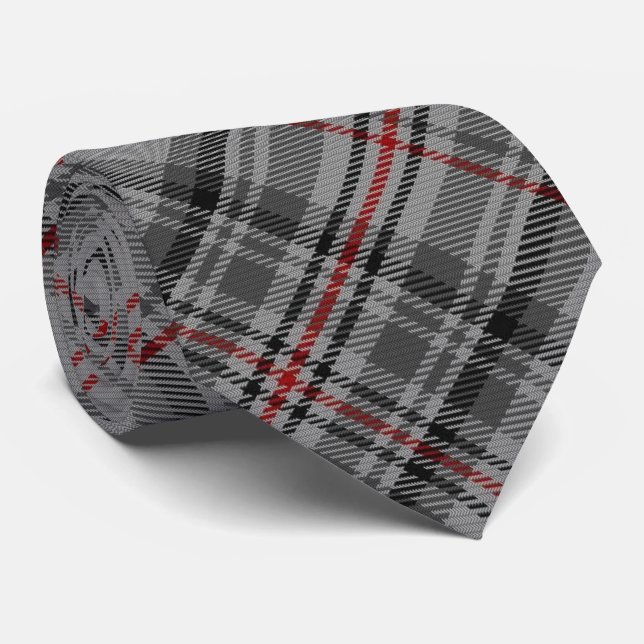 Corbata Balmoral Tartan Gray Black Red Royal Jubilee (Enrollado)