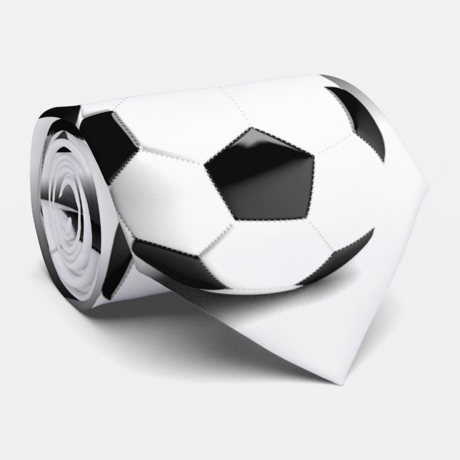 Corbata Balón de fútbol blanco negro (Enrollado)