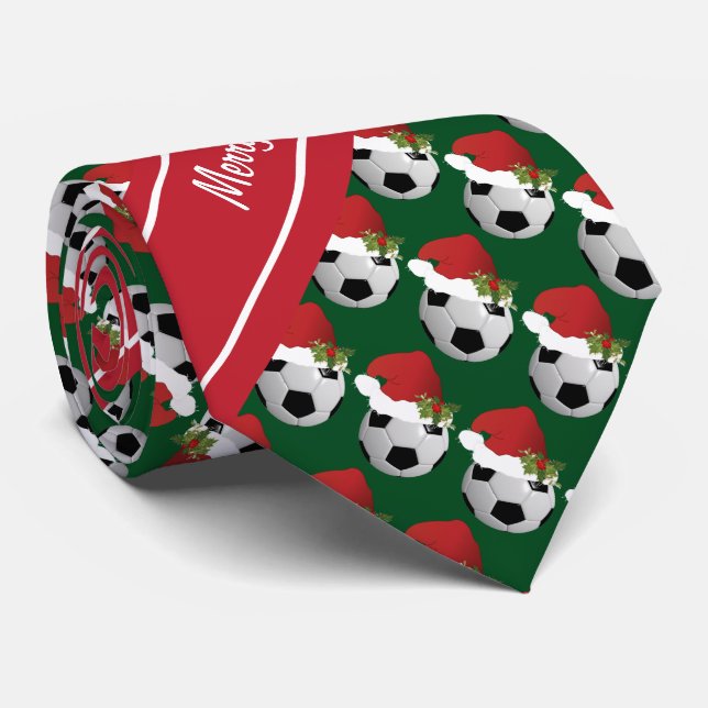 Corbata Balón de fútbol de Felices Navidad (Enrollado)