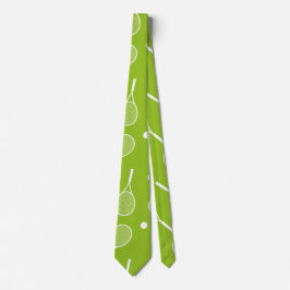 Corbata Balón de tenis y raqueta verde