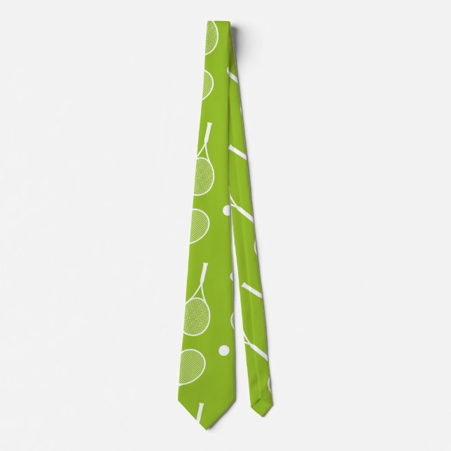 Corbata Balón de tenis y raqueta verde (Anverso)