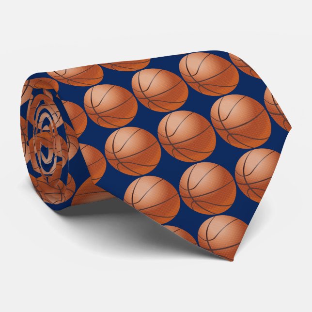 Corbata Baloncesto de fondo azul (Enrollado)