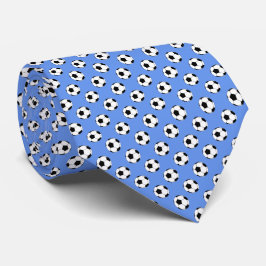Corbata Balones de Fútbol Soccer Blanco Negro sobre Azul d