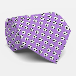 Corbata Balones de Fútbol Soccer Blanco Negro sobre Lavand