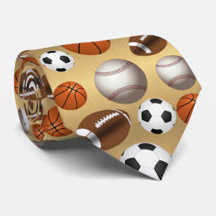 Corbata Balones Deportivos Fútbol Fútbol Americano Negro y