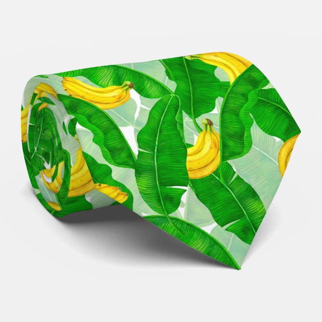 Corbata Bananas y hojas diseño de acuarela (Enrollado)