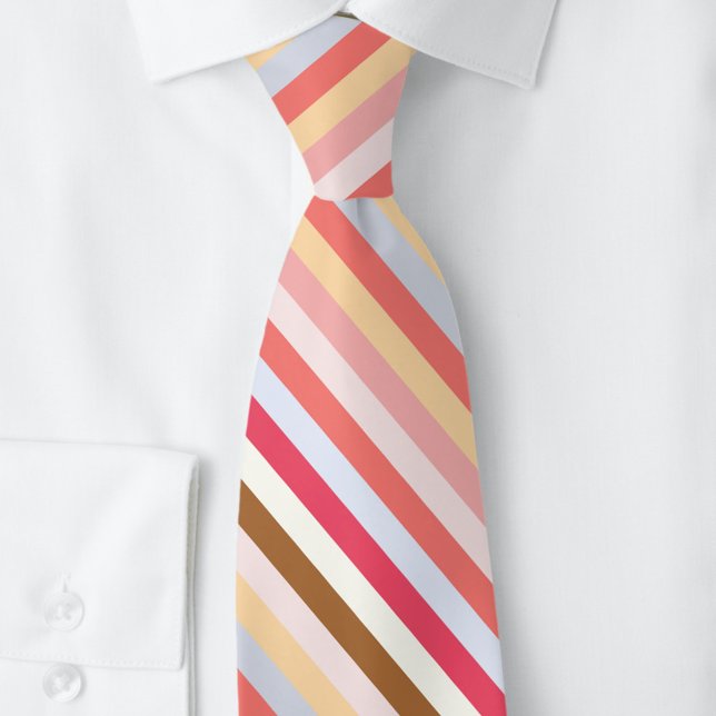 Corbata Banda de andén silenciada diagonal moderna (Modern muted diagonal candy stripe neck tie)