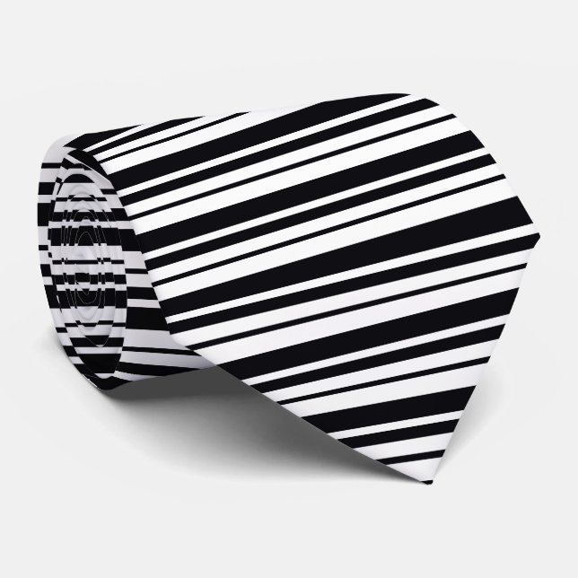 Corbata Banda Negra Y Blanca (Enrollado)