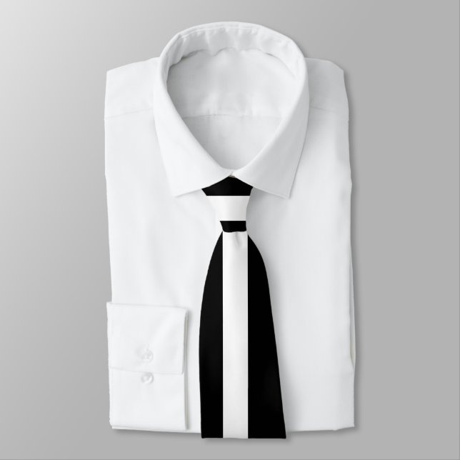 Corbata Banda Negra Y Blanca (Atado)
