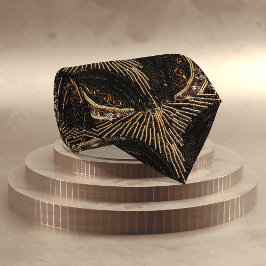 Corbata Banda negra y dorada de estilo Art Deco: Año Nuevo