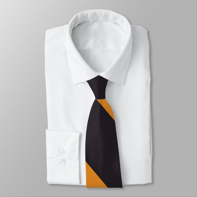 Corbata Banda universitaria negra y Naranja (Atado)