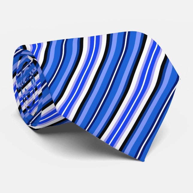 Corbata Bandas: azul y negro y blanco (Enrollado)