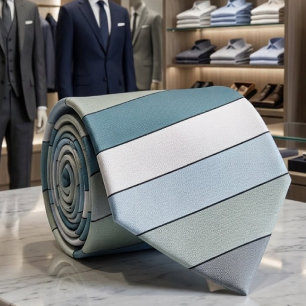 Corbata Bandas De Color Azul Y Gris Sobre Papel De Color D