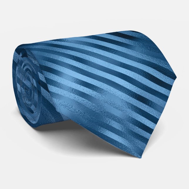 Corbata Bandas de Relieve metalizado azul (Enrollado)
