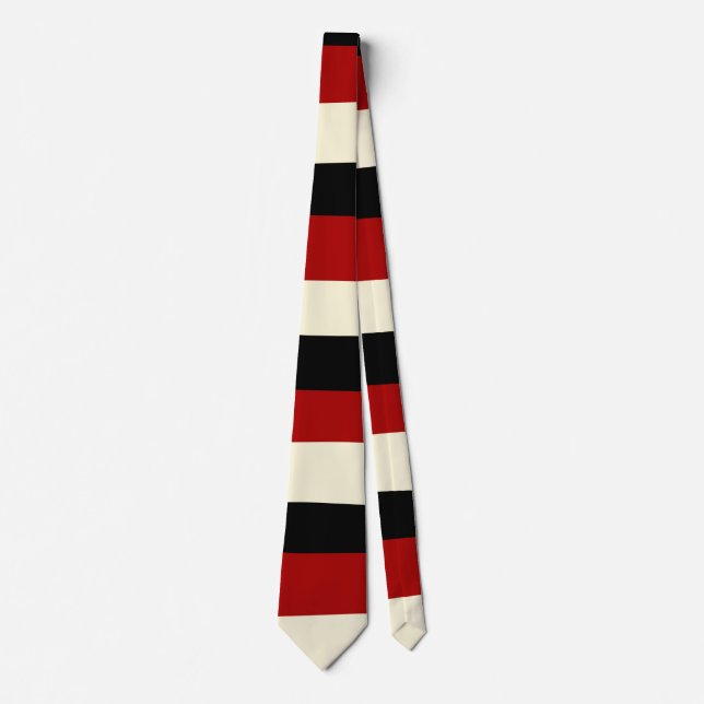 Corbata Bandas desiguales - Rojo y Crema (Anverso)