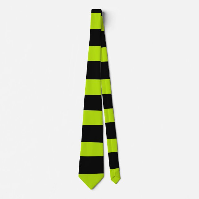 Corbata Bandas desiguales - Verde animado y negro (Anverso)