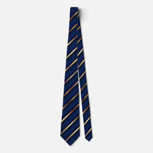 Corbata Bandas diagonales azul y oro de la marina