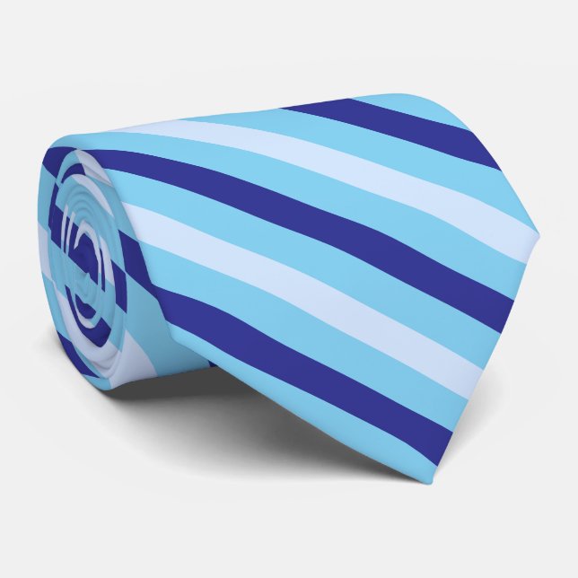 Corbata Bandas Diagonales Azul Y Turquesa Naval (Enrollado)