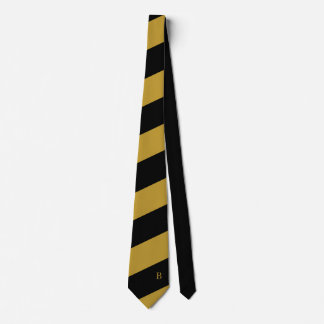 Corbata Bandas diagonales doradas Black Monogram Necs Tipe