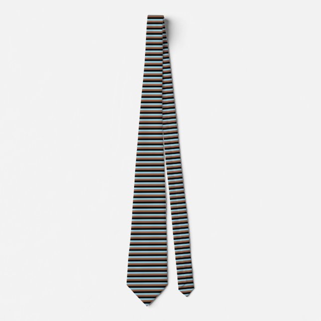 Corbata Bandas negras, azules pasteles y marrones (Anverso)