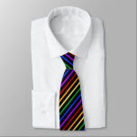 Corbata Bandas negras y arcoiris<br><div class="desc">Una corbata fiesta fría con franjas de color negro y arcoiris.</div>