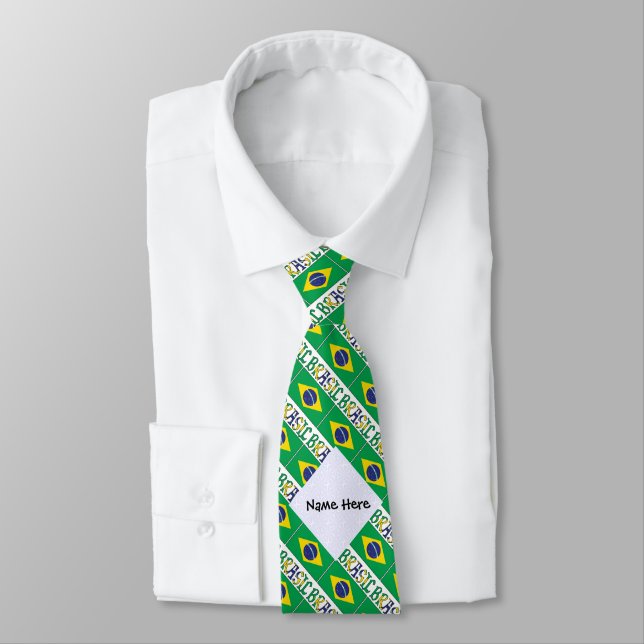 Corbata Bandeira do Brasil e Brasil ven a nome (Atado)