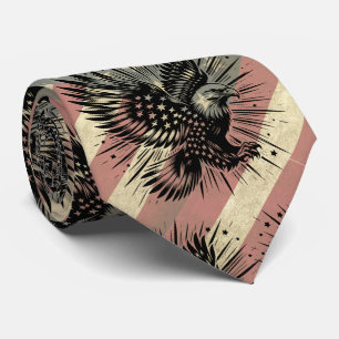 Corbata Bandera Americana Grunge Águila Calva Patriótica