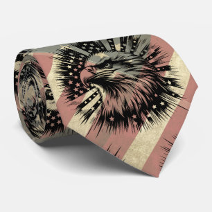 Corbata Bandera Americana Grunge Águila Calva Patriótica 