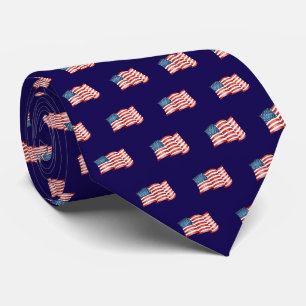 Corbata Bandera Americana Patriótica Azul