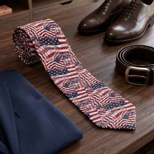 Corbata Bandera Americana Rojo Blanco Azul Rayas Patrón Es
