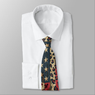 Corbata Bandera Americana Rústica Estampado Leopardo (1)