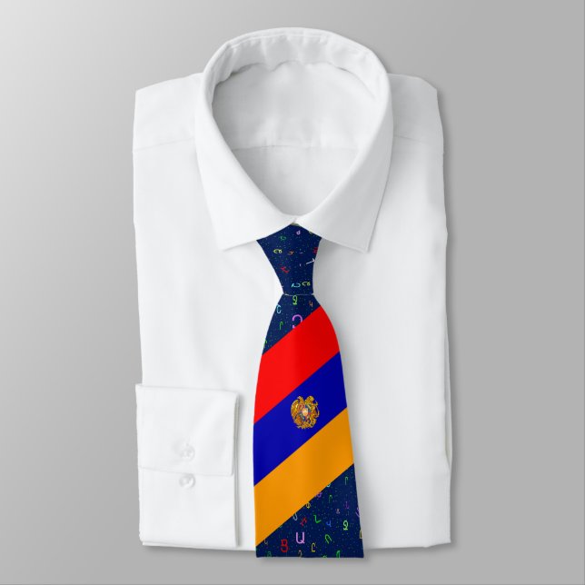 Corbata Bandera armenia con el dedo del cuello del alfabet (Atado)