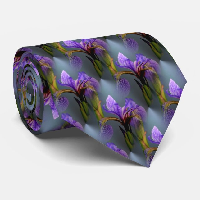 Corbata Bandera Azul Iris Flor Naturaleza (Enrollado)