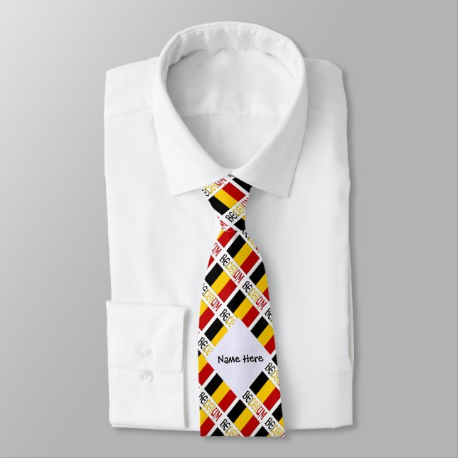 Corbata Bandera belga cubierta con su nombre (Atado)