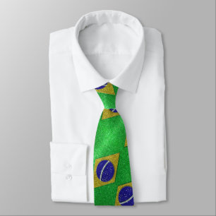 Corbata Bandera Brasileña Bandera de Brasil Brillante Prof